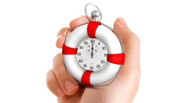 Stopwatch in hand lifebuoy